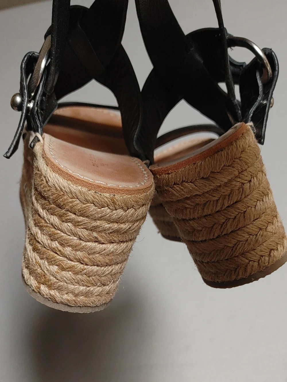 Rag & Bone August Espadrille Platform Black Strappy Sandals Size 37.5
